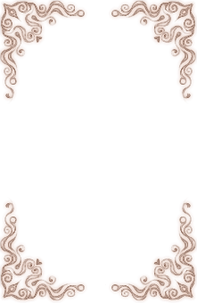 light filligree designs on four corners of a transparent border